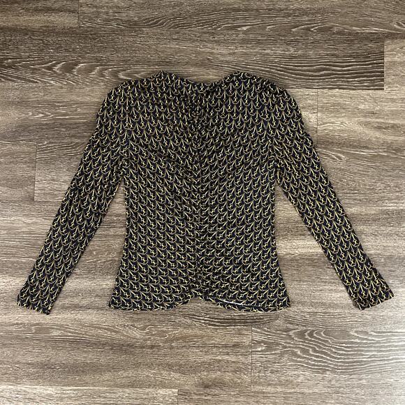 EUC Veronica Beard Neeta Ruched Jersey‎ Top Large Bit Print Stretch Long Sleeve - Picture 6 of 16